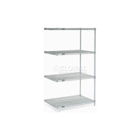 Global Equipment Nexelate Silver Epoxy Wire Shelving Add-On 36"W x 30"D x 63"H A30366EP